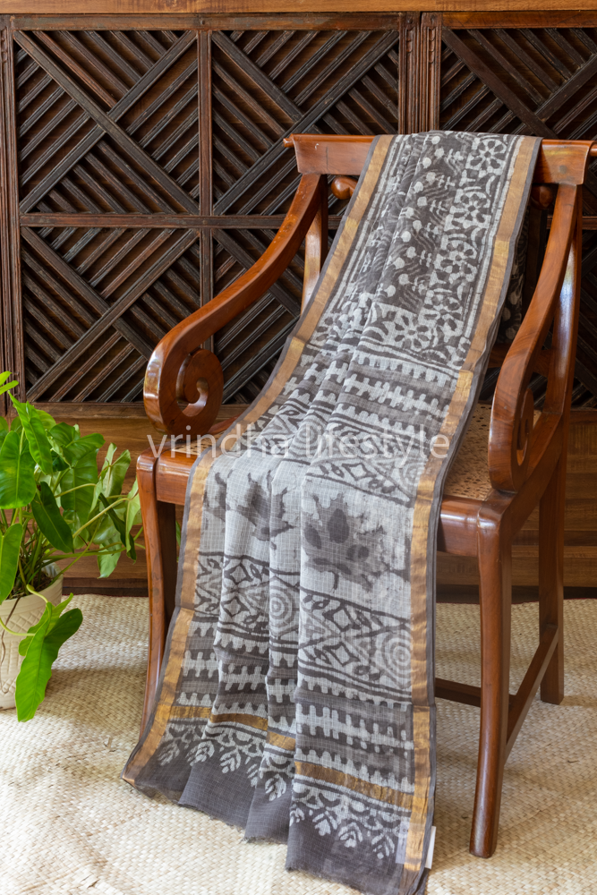 HAND BLOCK PRINTED KOTA DORIA SAREE