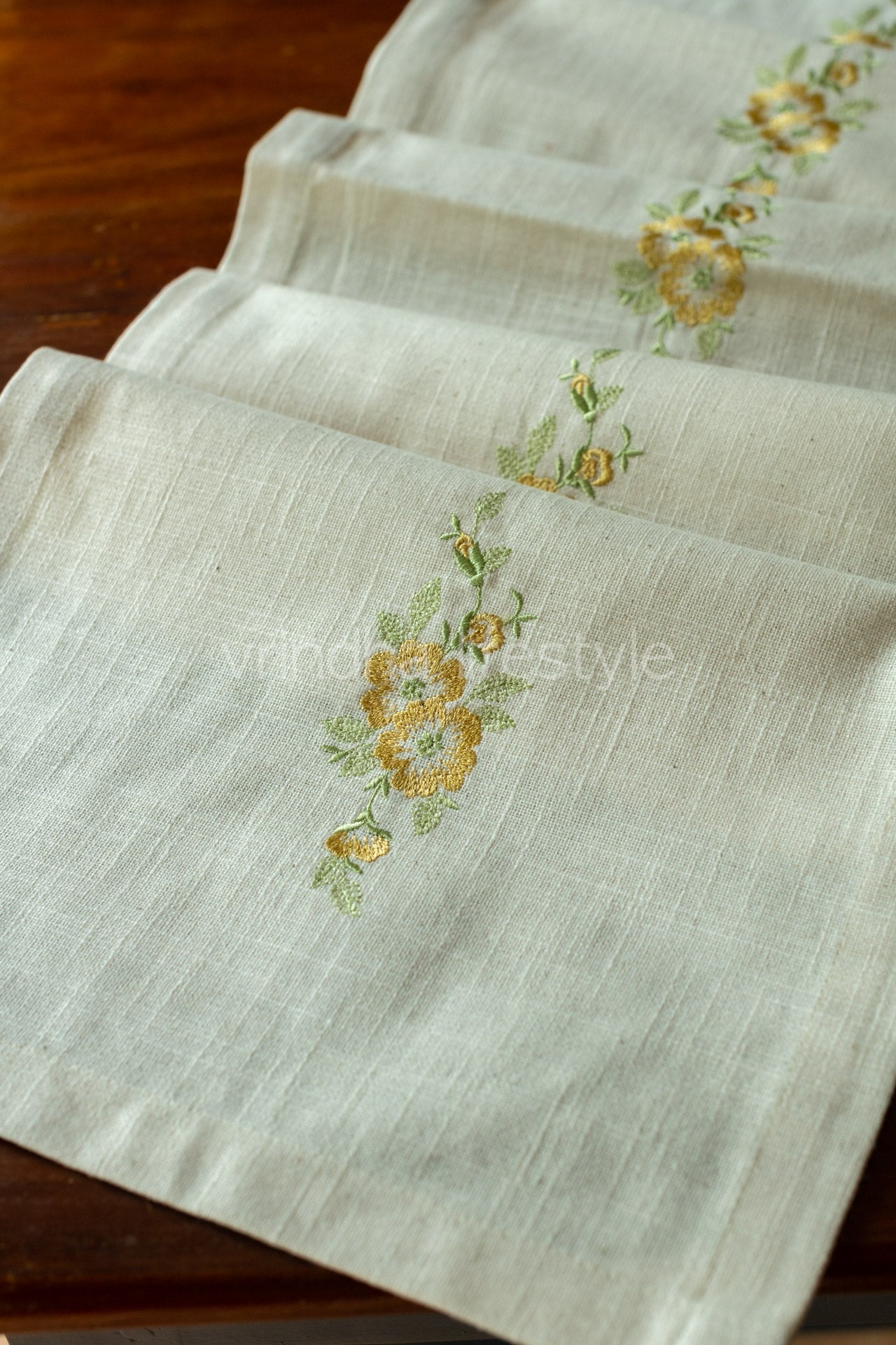 Cotton table runner with embroidery -13x58 inches-customisable