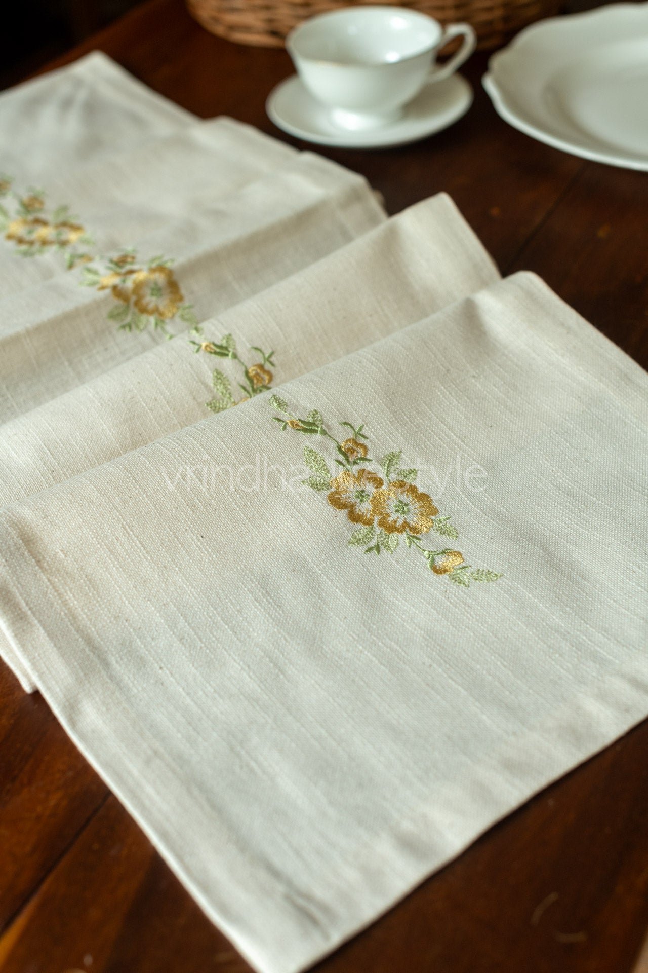 Cotton table runner with embroidery -13x58 inches-customisable