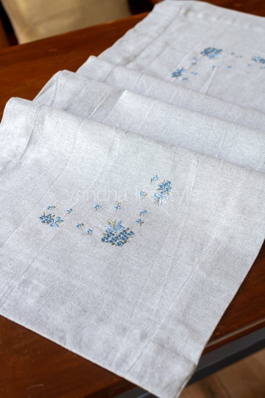 Cotton table runner with embroidery - 15x54 inches