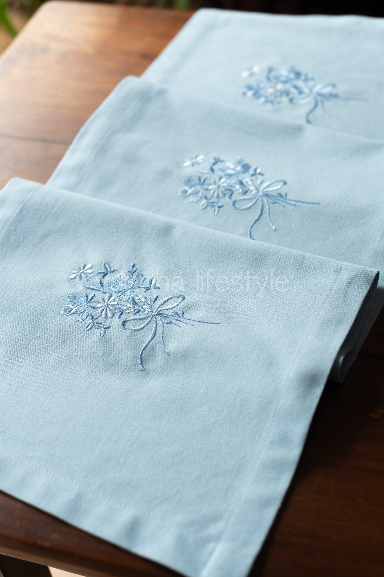 Cotton table runner with embroidery -12x45 inches-customisable