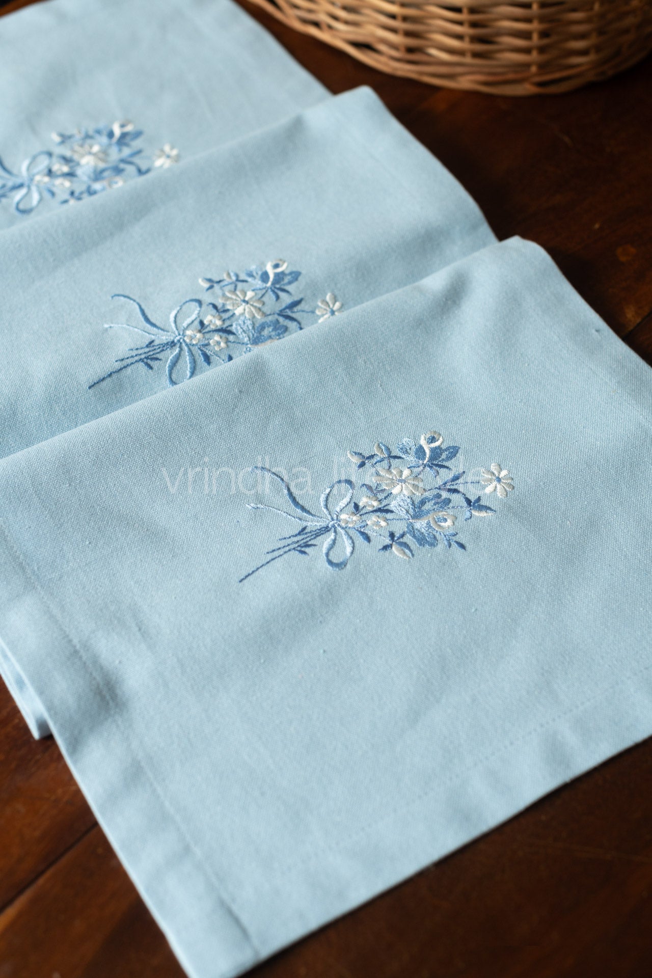 Cotton table runner with embroidery -12x45 inches-customisable