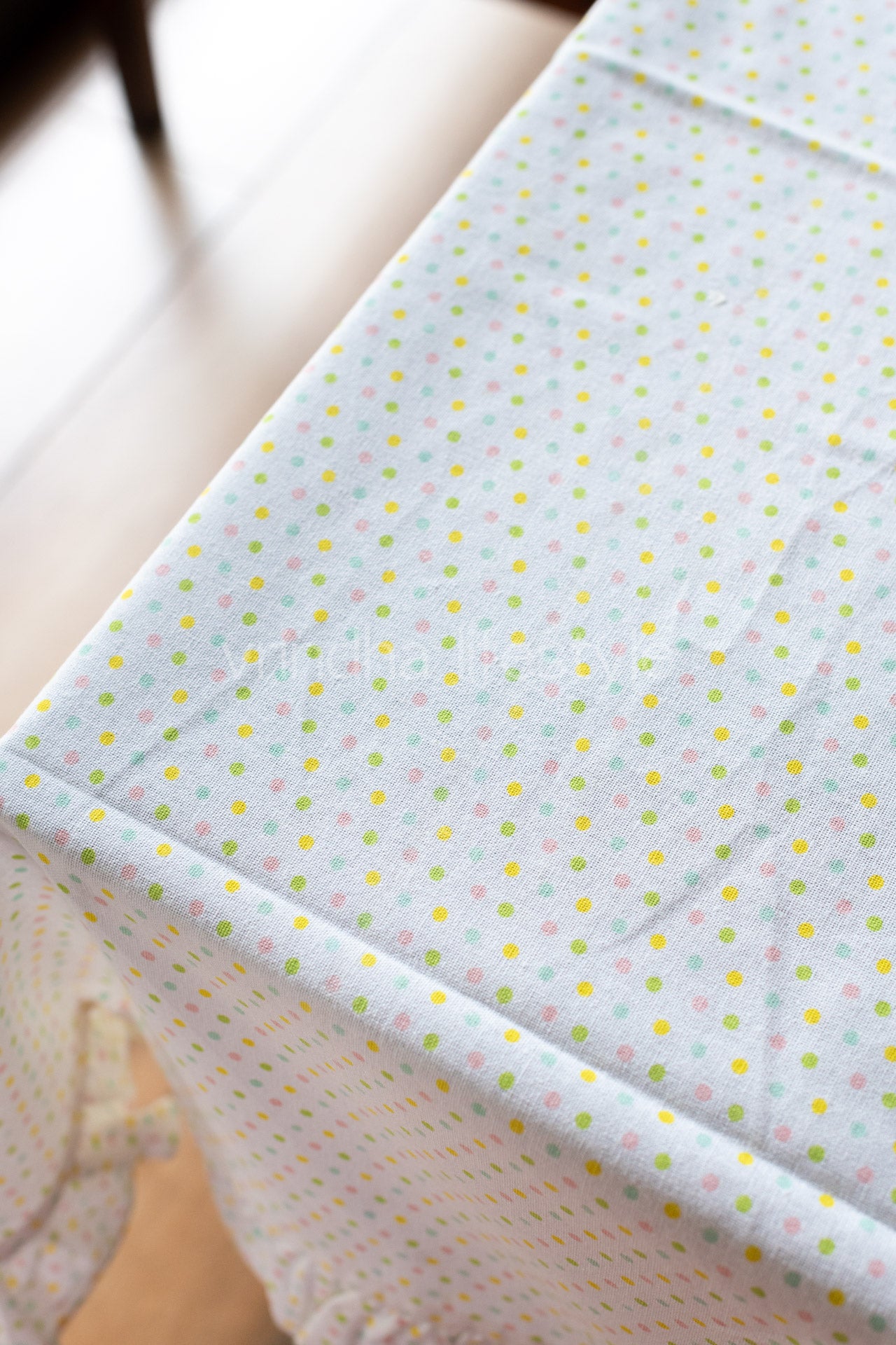 Cotton printed coffee table cover with frill detailing