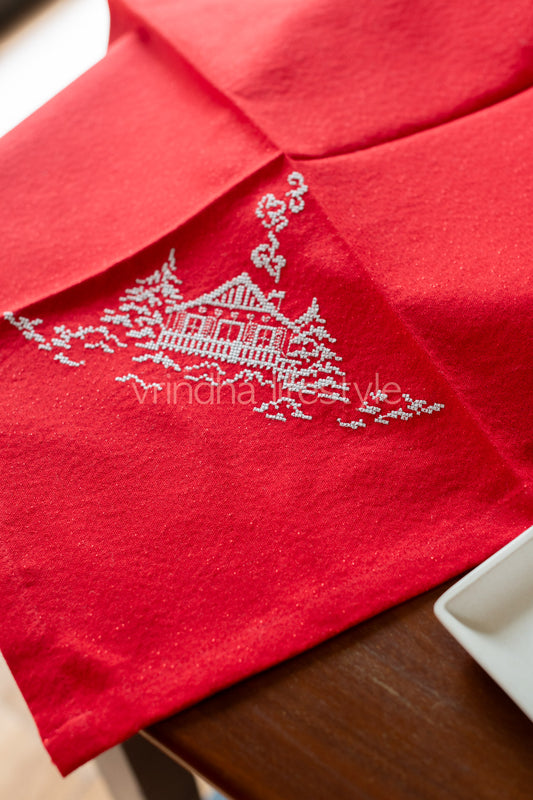 Cotton lurex table napkins with embroidery -Set of 2