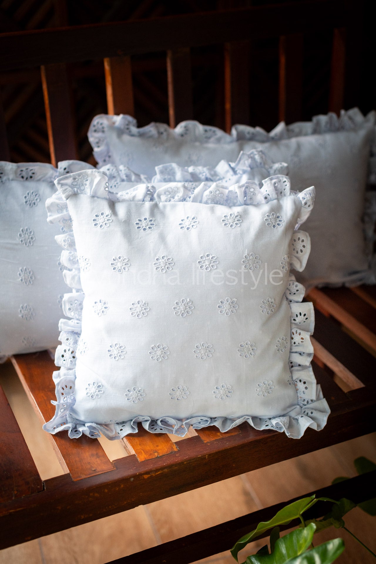 COTTON HAKOBA CUSHION COVERS with frill-single unit-12x12inches /16x16 inches/12x18 inches(Customisable )