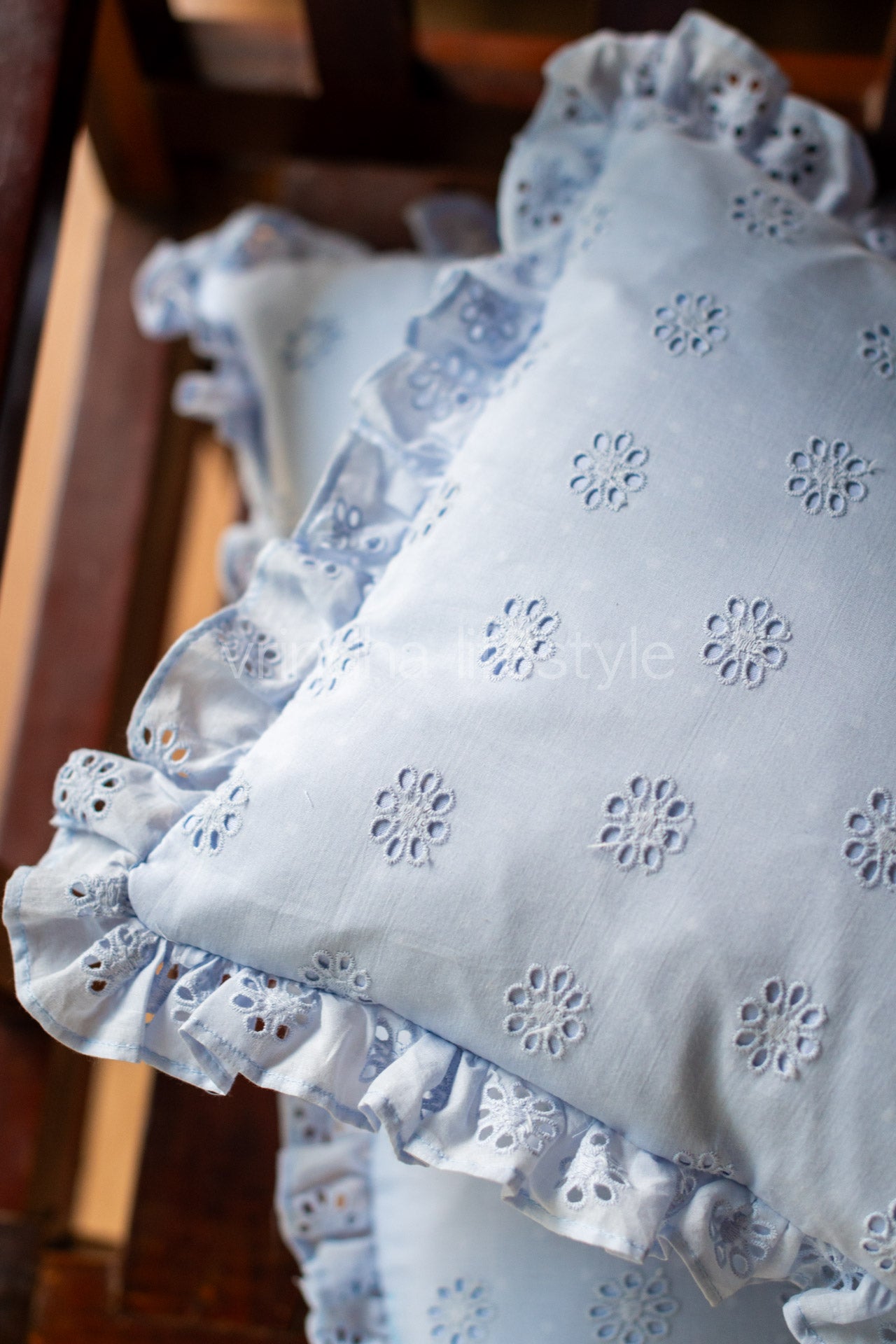 COTTON HAKOBA CUSHION COVERS with frill-single unit-12x12inches /16x16 inches/12x18 inches(Customisable