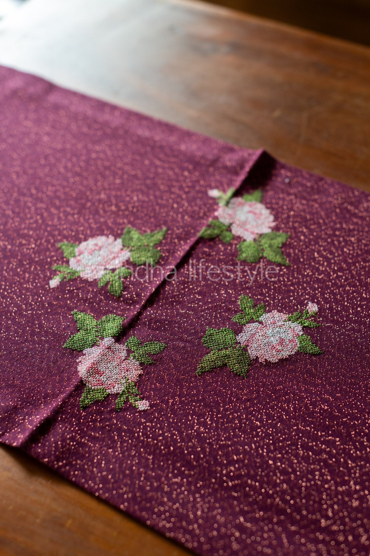 Cotton table runner with embroidery - 13x90 inches-customisable