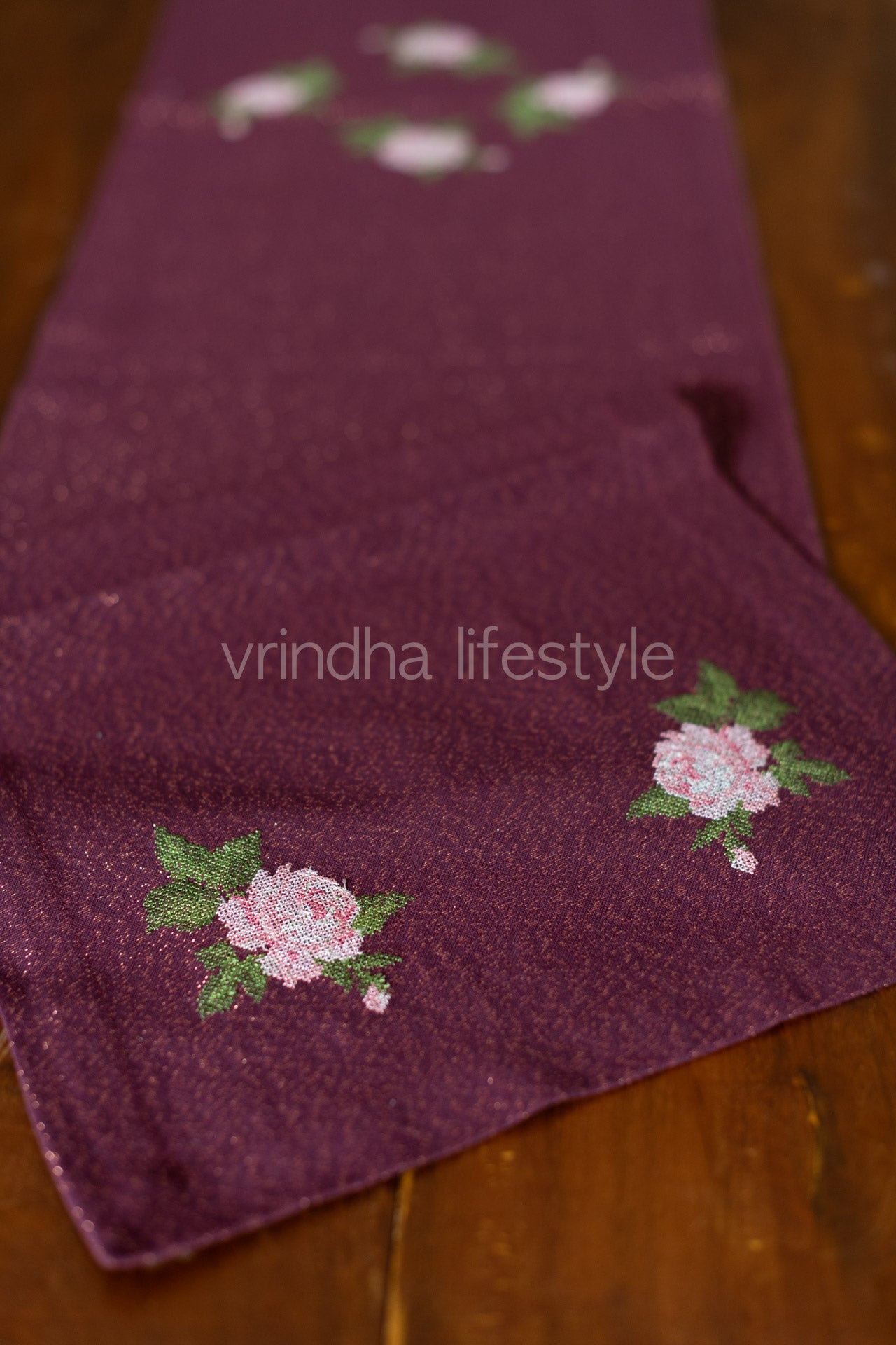 Cotton table runner with embroidery - 13x90 inches-customisable