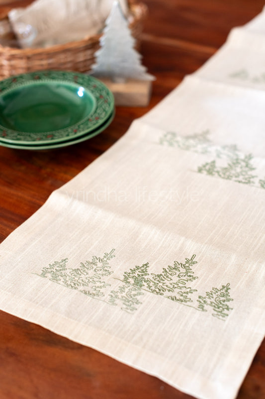 Cotton slub table runner with embroidery- 13x48 inches-4 seater -customisable