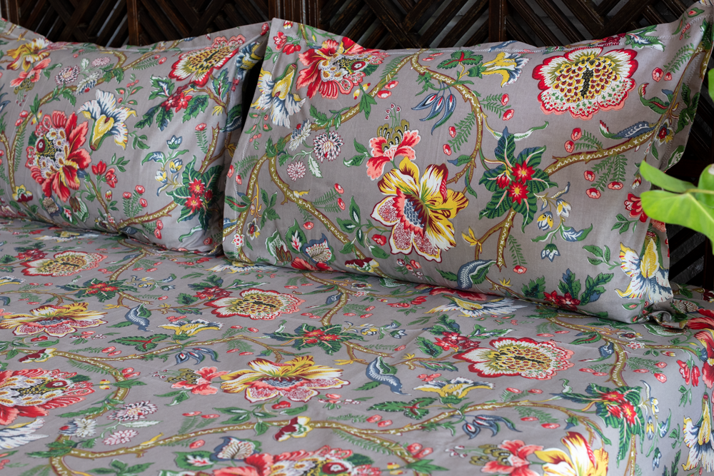 ANOKHI-Cotton floral king size bed sheet