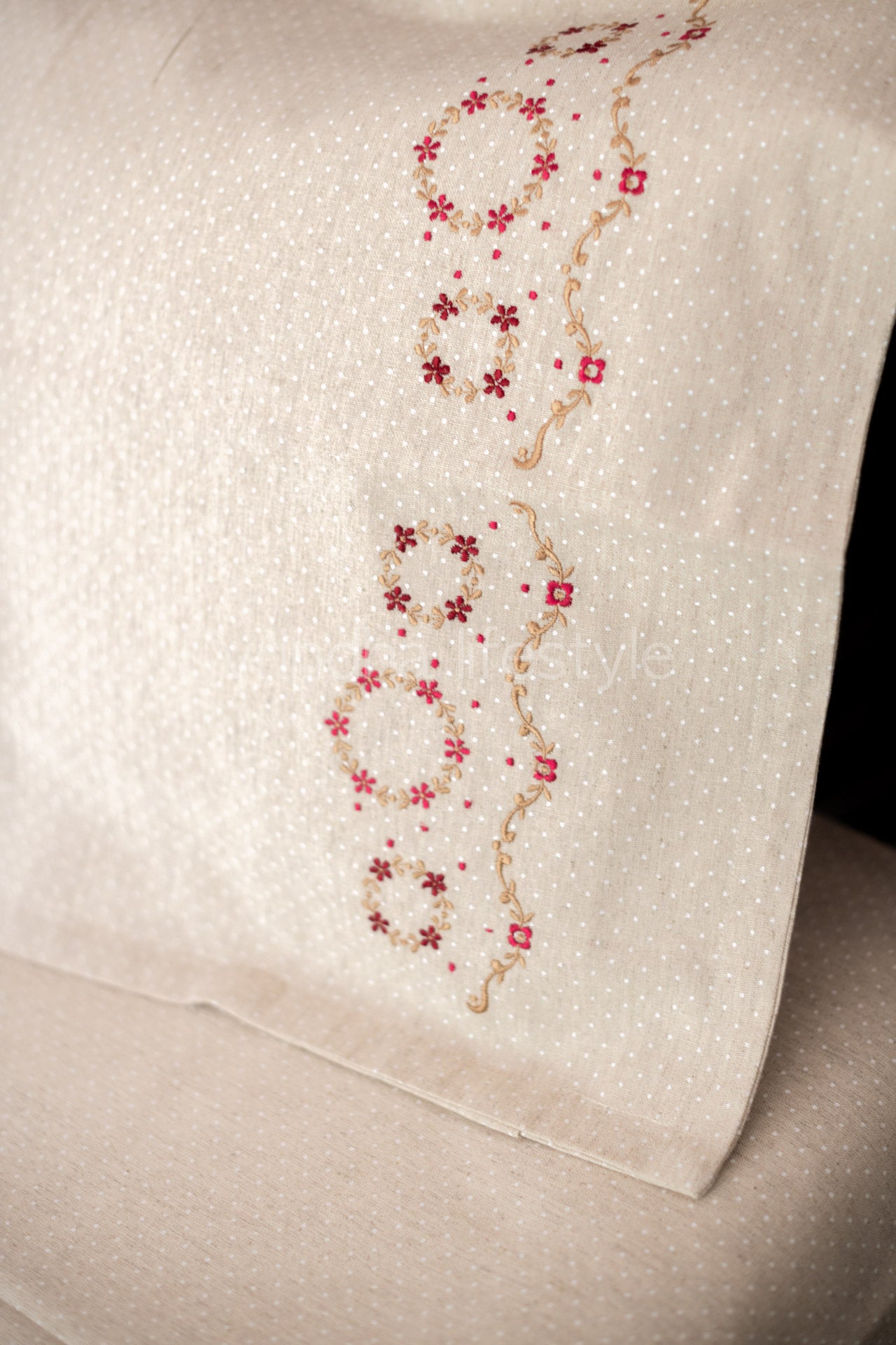 Cotton Bedsheet with cotton  embroidered pillow cover -Single