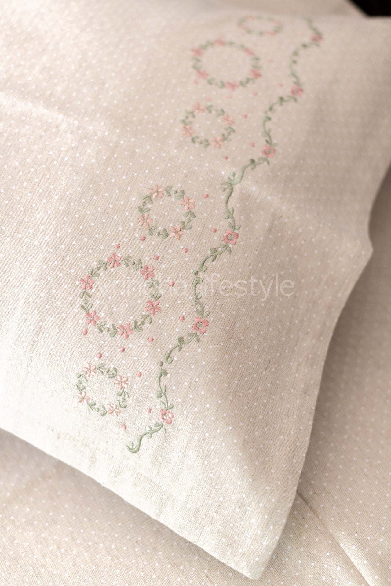 Cotton Bedsheet with cotton embroidered pillow cover -Single