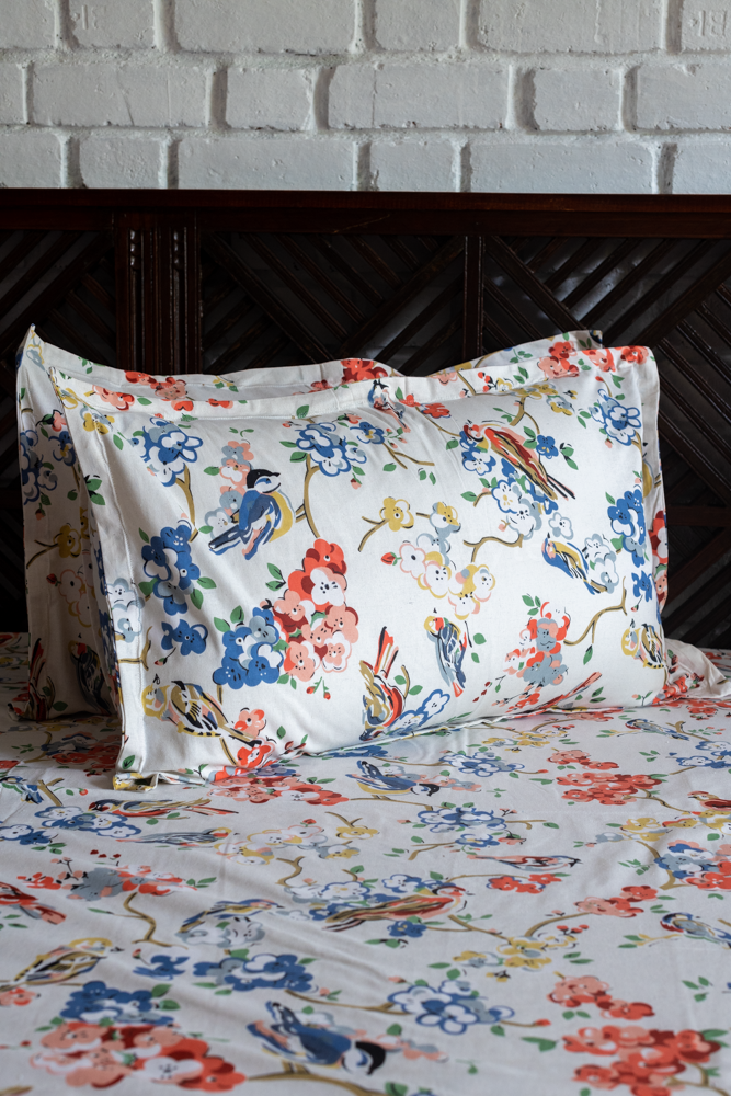 ANOKHI-Cotton floral king size bed sheet