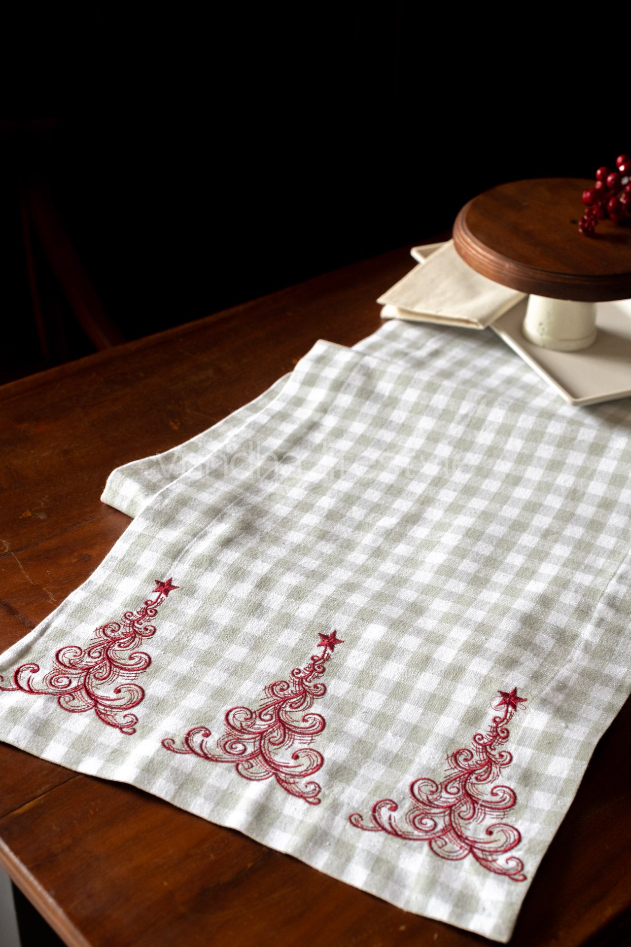 Woven cotton  table runner with embroidery- 13x78 inches-6 seater -customisable