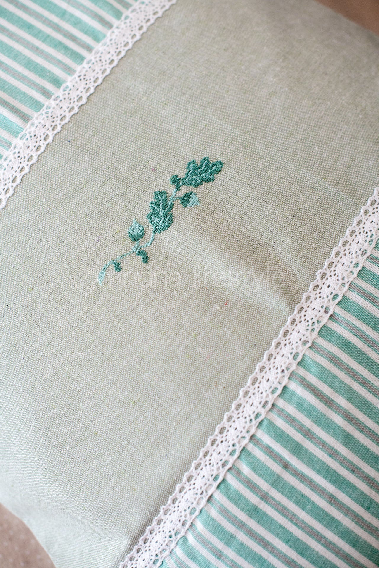 Cotton pillow covers with embroidery and lace detailing -single unit