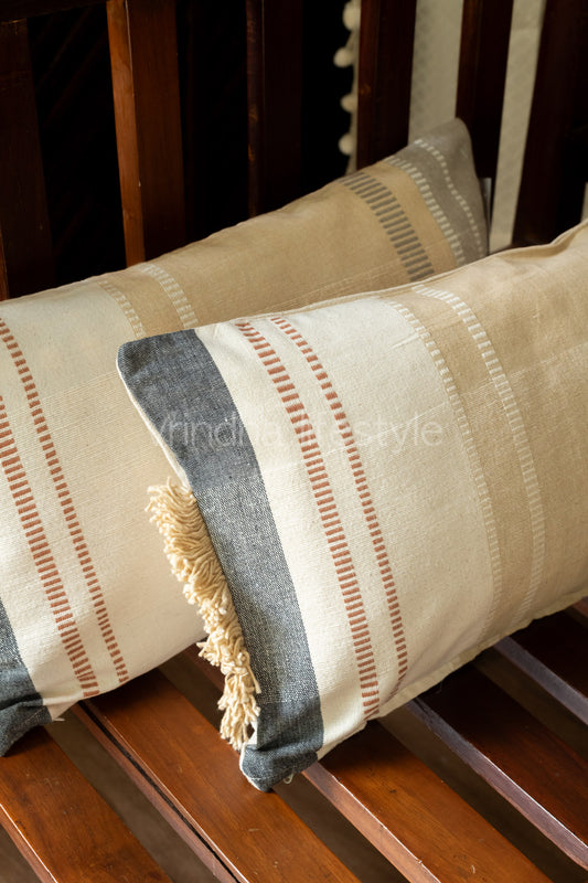 HANDLOOM COTTON LUMBAR CUSHION COVER ( Single unit )