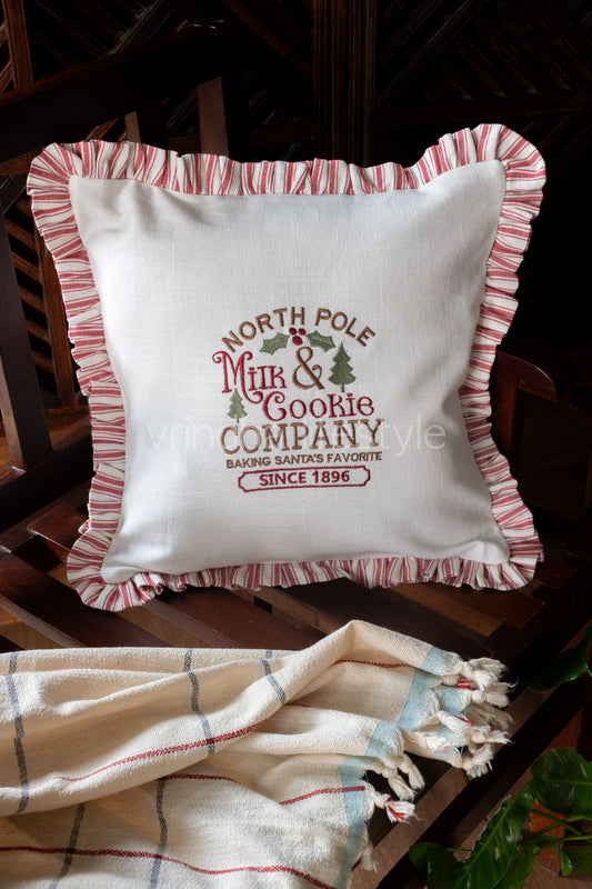 COTTON CUSHION COVER with embroidery and frill detailing -Single unit-customisable