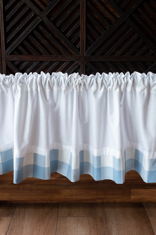 cotton white kitchen curtain -valance