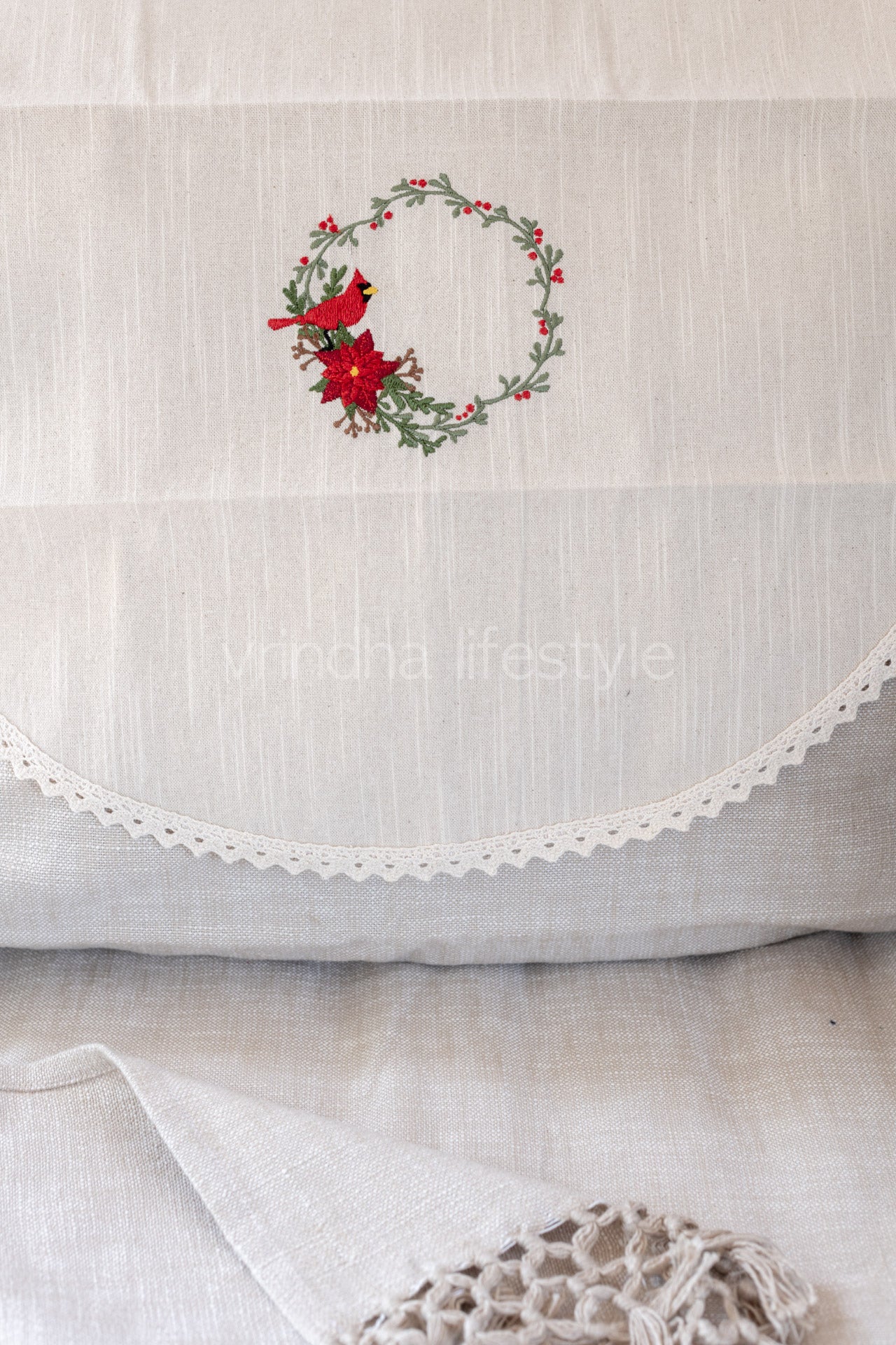 SOFA BACK COVER-with embroidery and lace detailing -Set of 5