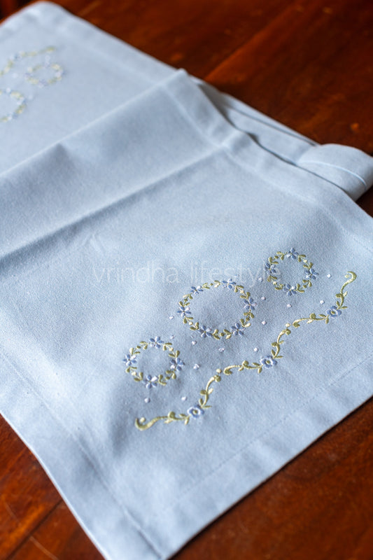 Cotton table runner with embroidery  -12x42 inches