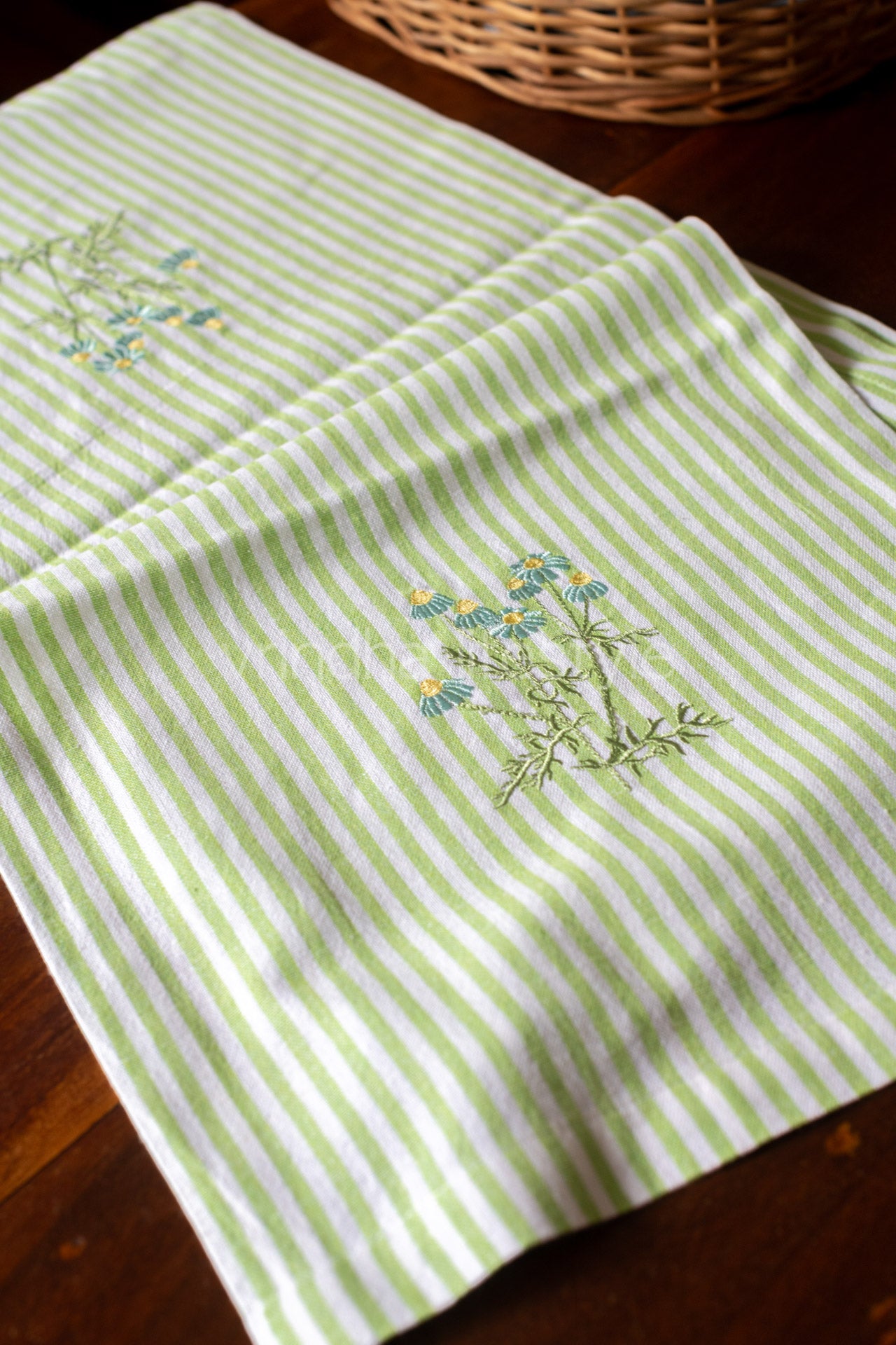 Cotton table runner with embroidery -14x46 inches-customisable