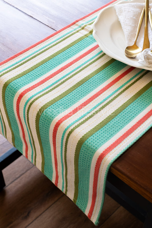 Cotton woven  stripes table runner-4/6 seater