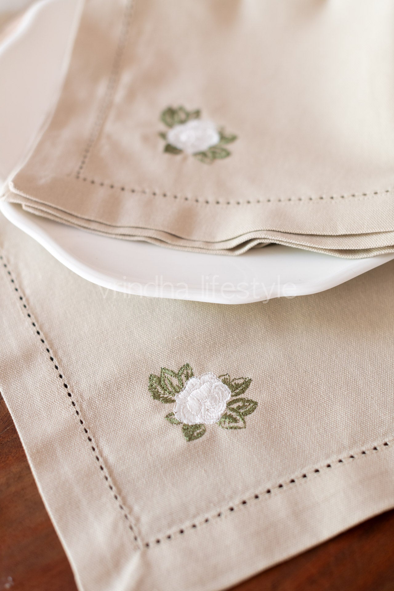 cross stitch embroidered place mat-Set of 2