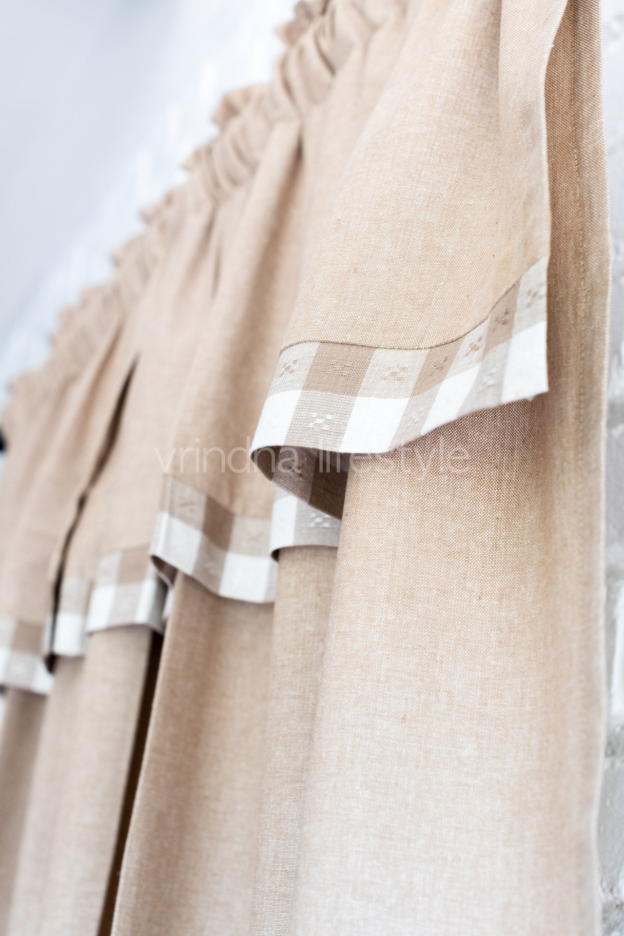 beige curtains-rod pocket style