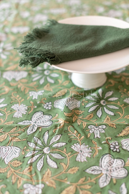 Hand block printed round table cloth 4/6 seater-60 inches