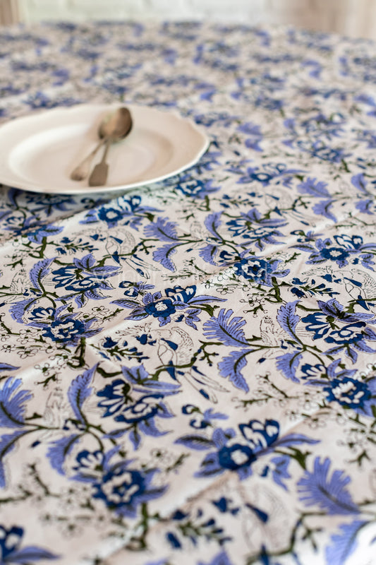 Hand block printed round table cloth 4/6 seater-60 inches
