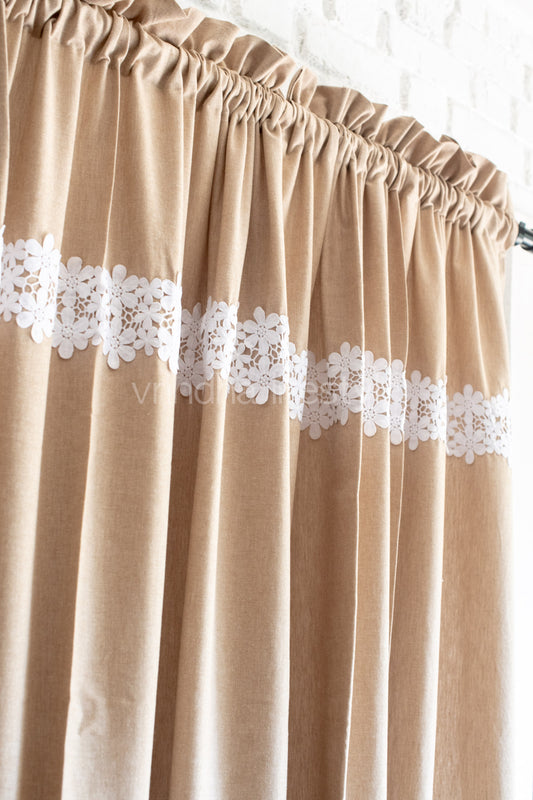 COTTON OPAQUE CURTAINS-7 Feet-Single unit(Customisable )-Rod pocket curtain