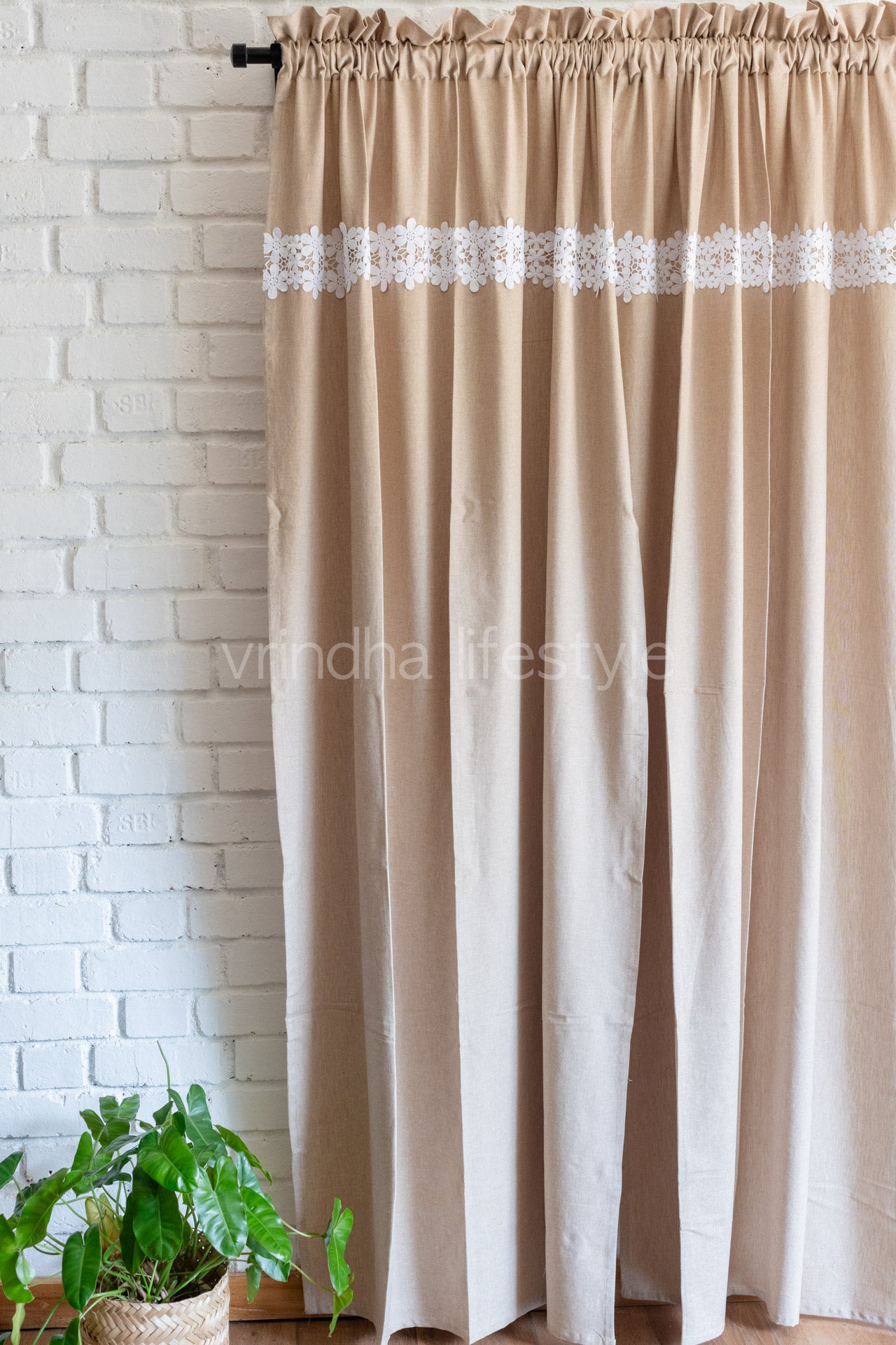 COTTON OPAQUE CURTAINS-7 Feet-Single unit(Customisable )-Rod pocket curtain