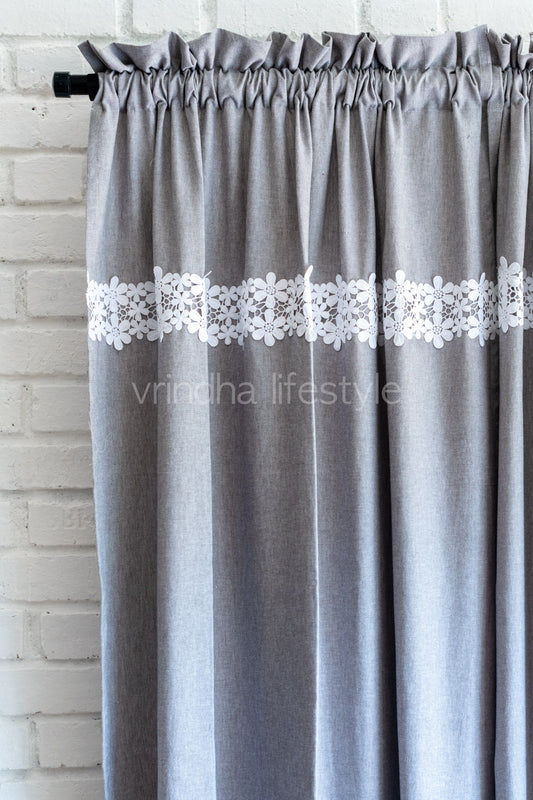 COTTON OPAQUE CURTAINS-7 Feet-Single unit(Customisable )-Rod pocket curtain