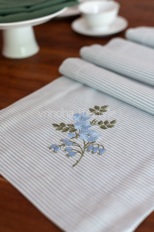 Cotton coffee table runner with embroidery -12.5x58 inches