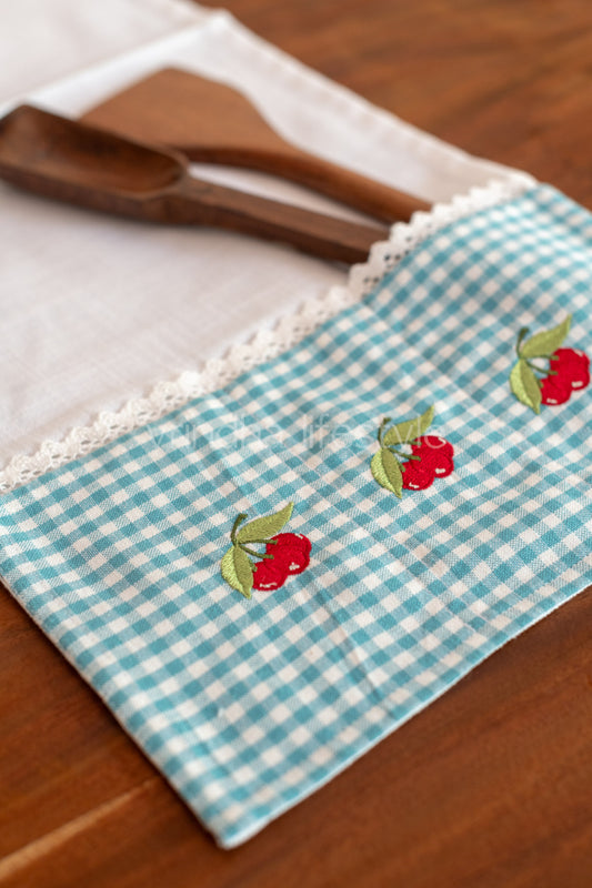 MICROWAVE OVEN TOP COVER-Cotton with lace detailing and embroidery