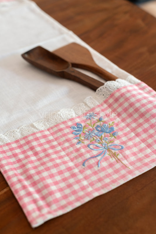 MICROWAVE OVEN TOP COVER-Cotton with lace detailing and embroidery