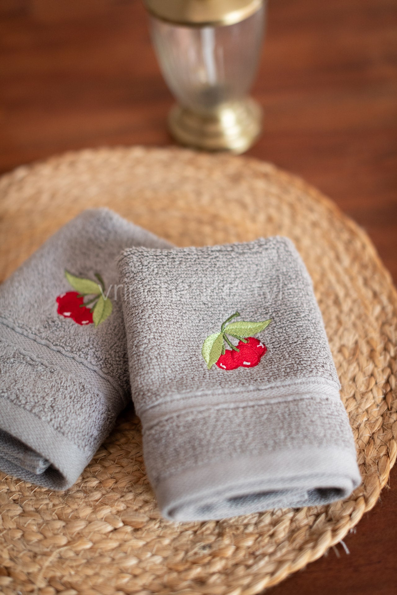 SOFT FACE TOWEL WITH EMBROIDERY, 12inch x 12 inch -set of two