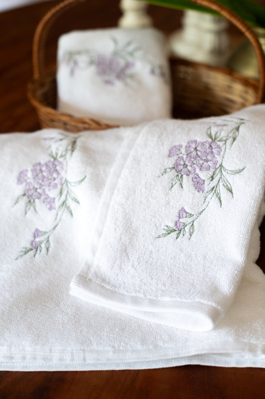 Embroidered towel set-Set of one bath towel, hand towel and face towel -Set of 3