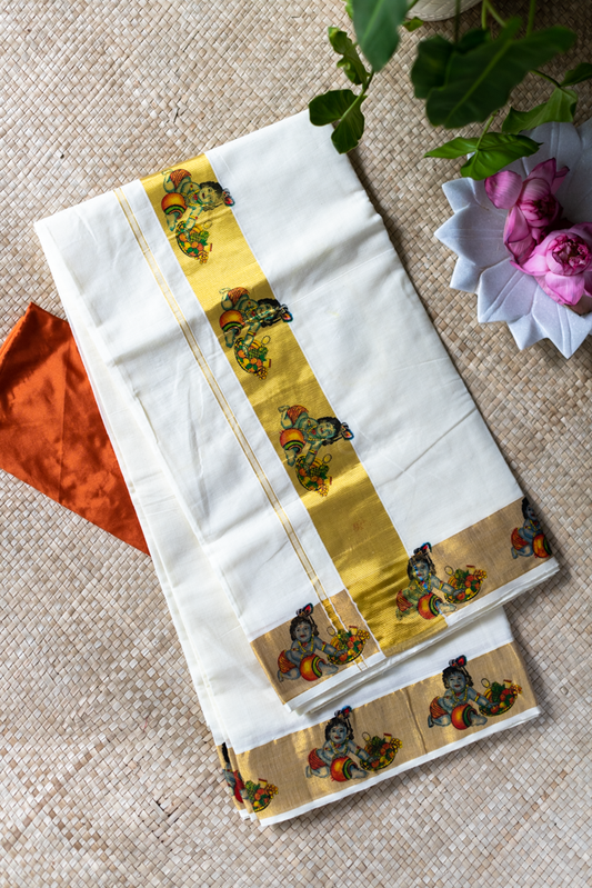 KERALA KASAVU SAREE-Printed