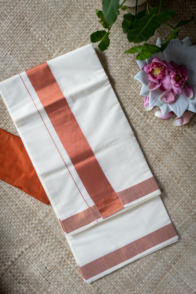 KERALA KASAVU SAREE-Copper