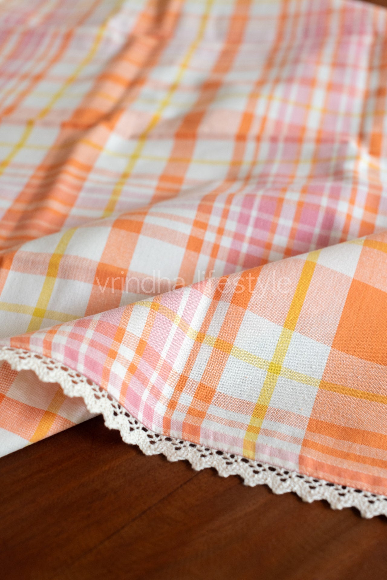 Cotton woven table cloth with lace detailing -30x30 inches-customisable