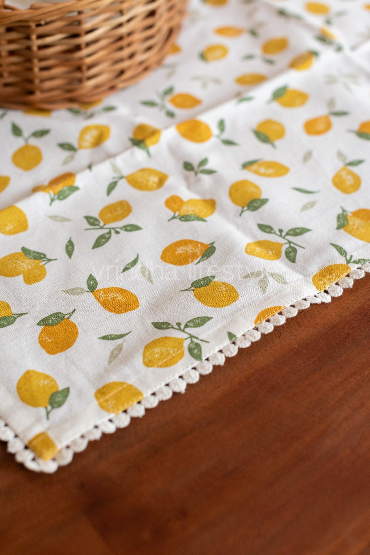 Cotton printed table cloth with lace detailing-coffee table -30x30 inches-customisable