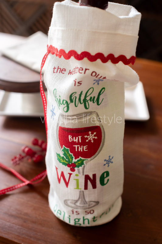 Fabric wine bottle cover