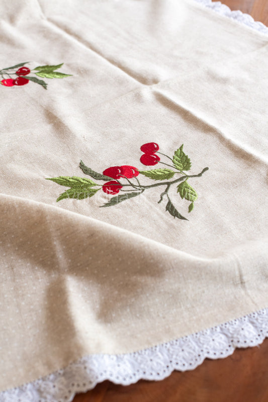 COTTON TABLE CLOTH with embroidery -Square -coffee table cover-customisable
