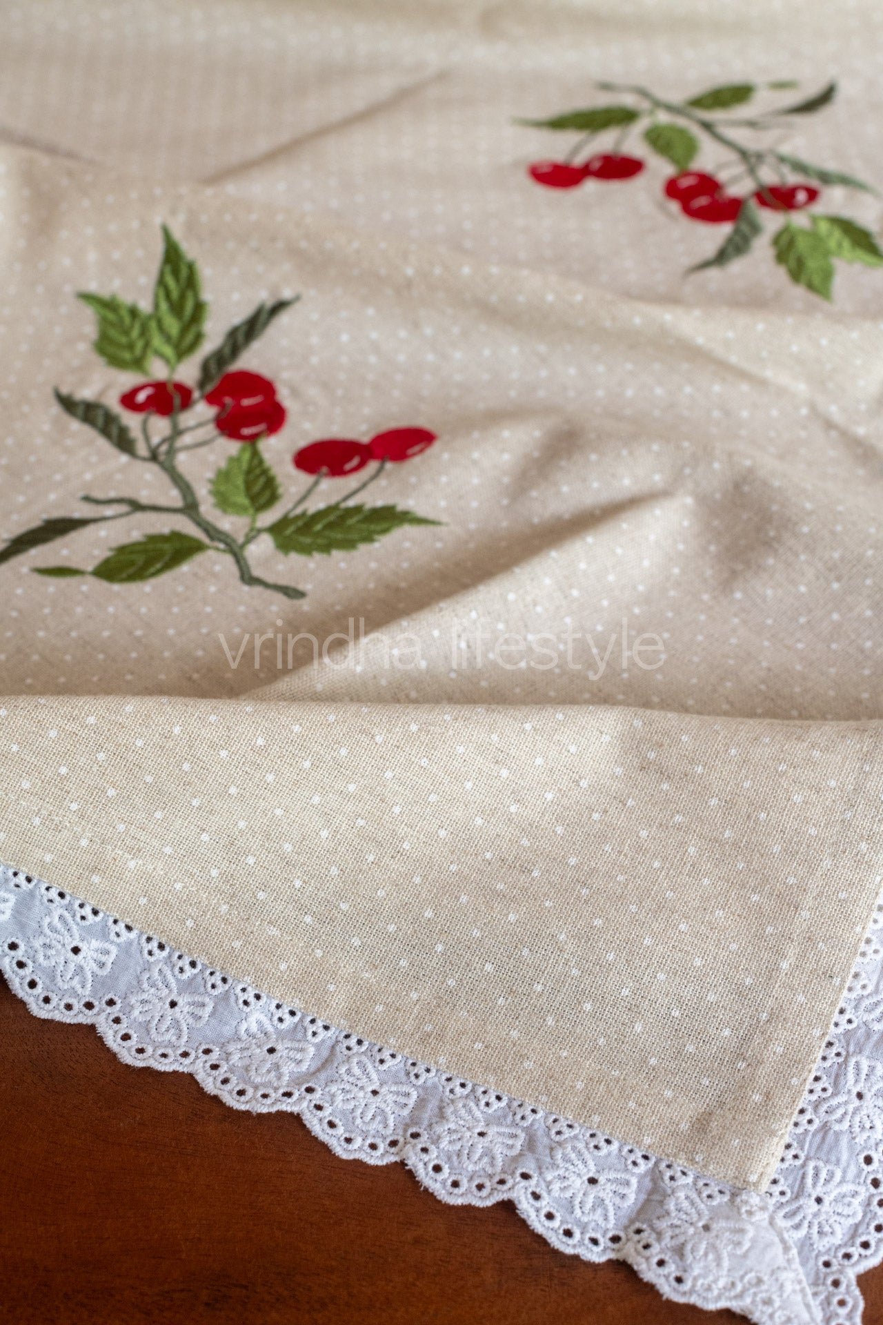 COTTON TABLE CLOTH with embroidery -Square -coffee table cover-customisable