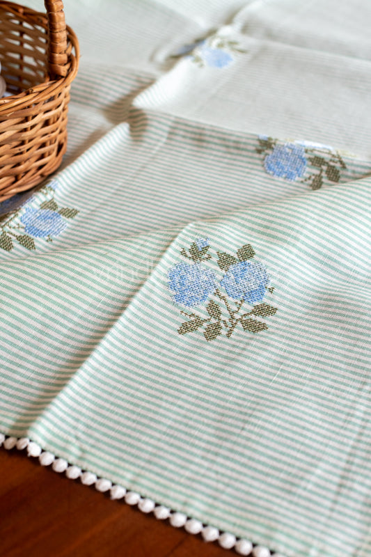 Linen cotton table cover  with cross stitch embroidery -Square -coffee table cover-customisable