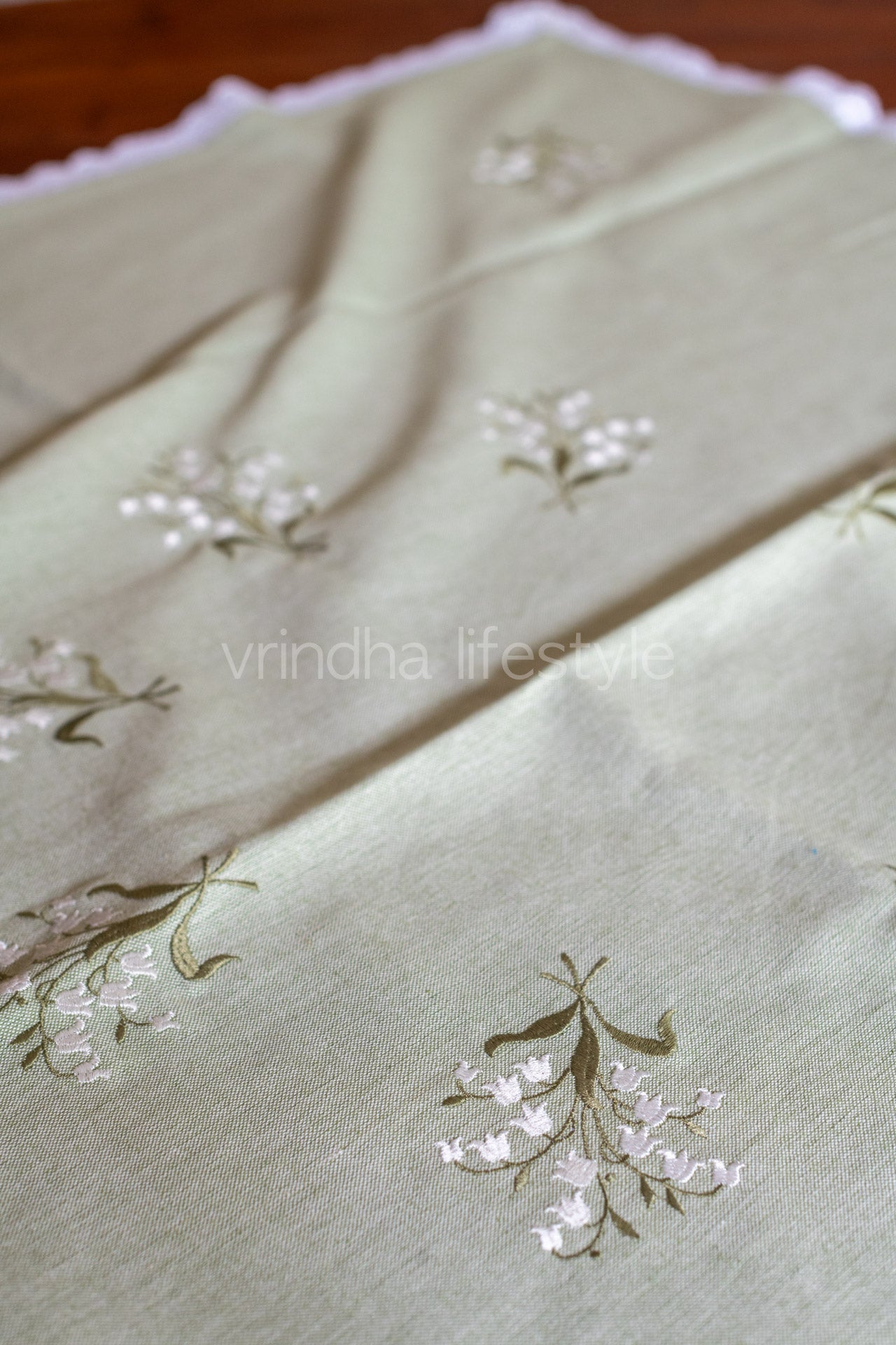 COTTON TABLE CLOTH with embroidery -Square -coffee table cover-customisable