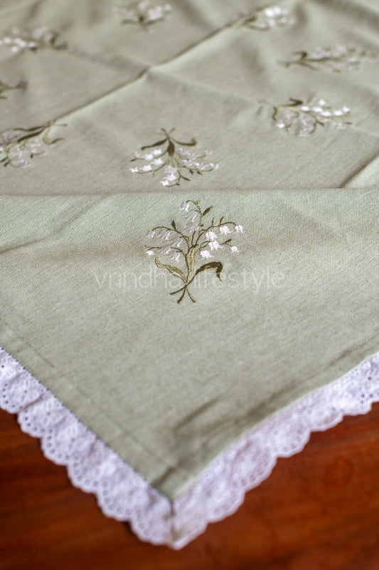 COTTON TABLE CLOTH with embroidery -Square -coffee table cover-customisable
