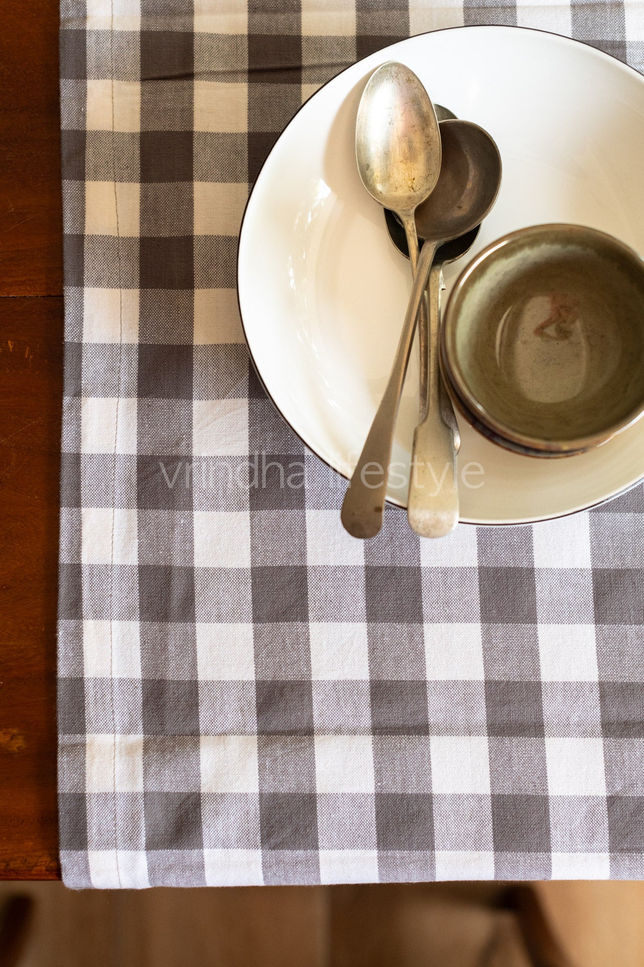 COTTON BUFFALO CHECKS TABLE RUNNER -8 seater