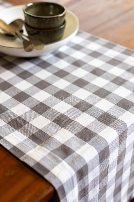 COTTON BUFFALO CHECKS TABLE RUNNER -8 seater